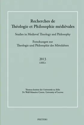  Recherches de Théologie et Philosophie Médiévales | Zeitschrift |  Sack Fachmedien