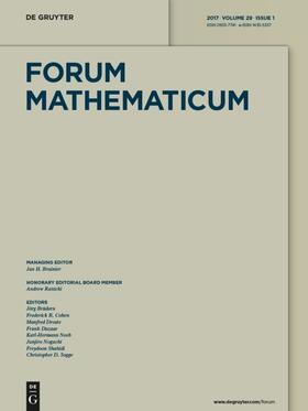 Managing Editor: Bruinier, Jan Hendrik / Hrsg. v. Brüdern, Jörg / Cohen, Frederick R. / Droste, Manfred / Duzaar, Frank / Neeb, Karl-Hermann / Noguchi, Junjiro / Shahidi, Freydoon / Sogge, Christopher D. / Wienhard, Anna |  Forum Mathematicum | Zeitschrift |  Sack Fachmedien