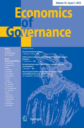  Economics of Governance | Zeitschrift |  Sack Fachmedien