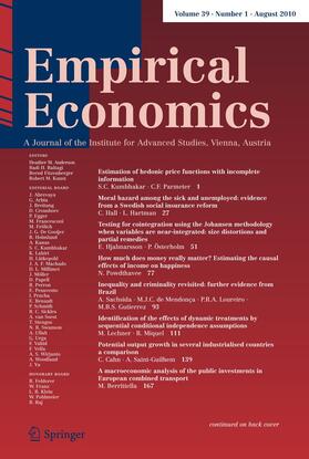 Coordinating Editor: Robert M. Kunst |  Empirical Economics | Zeitschrift |  Sack Fachmedien