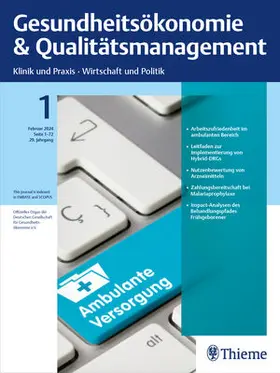 R. Rychlik, M. Augustin, I. Gürkan, H. Rebscher, C. Straub, V. Ulrich |  Gesundheitsökonomie & Qualitätsmanagement | Zeitschrift |  Sack Fachmedien