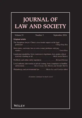  Journal of Law and Society | Zeitschrift |  Sack Fachmedien