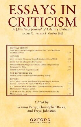  Essays in Criticism | Zeitschrift |  Sack Fachmedien