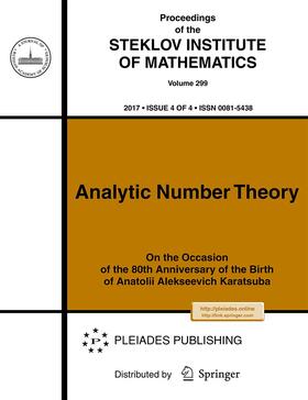 Executive Editor-in-Chief: Armen Sergeev |  Proceedings of the Steklov Institute of Mathematics | Zeitschrift |  Sack Fachmedien