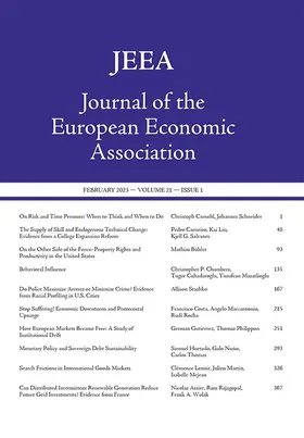  Journal of the European Economic Association | Zeitschrift |  Sack Fachmedien