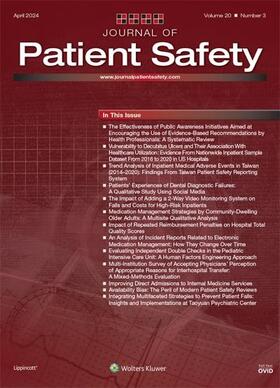  Journal of Patient Safety | Zeitschrift |  Sack Fachmedien