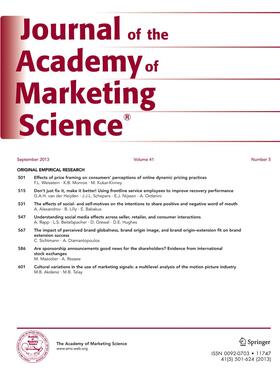 Editor-in-Chief: John Hulland |  Journal of the Academy of Marketing Science | Zeitschrift |  Sack Fachmedien