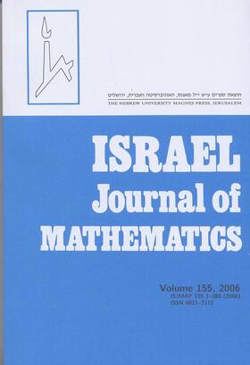  Israel Journal of Mathematics | Zeitschrift |  Sack Fachmedien
