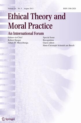 Editor-in-Chief: Th. Schramme / M. Düwell |  Ethical Theory and Moral Practice | Zeitschrift |  Sack Fachmedien