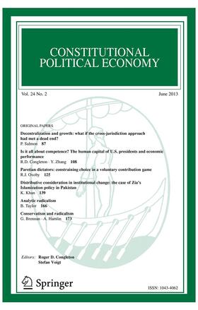 Co-Editors: R.D. Congleton / S. Voigt |  Constitutional Political Economy | Zeitschrift |  Sack Fachmedien