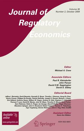 Editor-in-Chief: Menaham Spiegel |  Journal of Regulatory Economics | Zeitschrift |  Sack Fachmedien