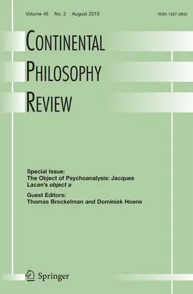 Editor-in-Chief: Anthony J. Steinbock |  Continental Philosophy Review | Zeitschrift |  Sack Fachmedien