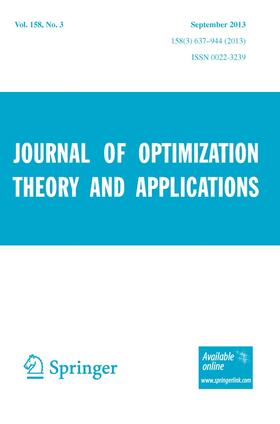 Co-Editors-in-Chief: F. Giannessi / D.G. Hull |  Journal of Optimization Theory and Applications | Zeitschrift |  Sack Fachmedien