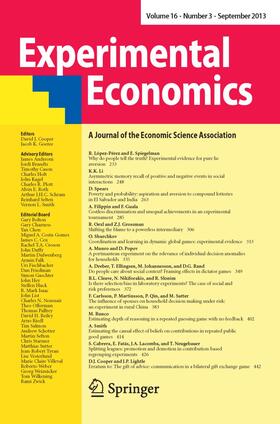 Editors: J. Duffy / L. Gangadharan / C.N. Noussair / M.C. Villleval / R.A. Weber |  Experimental Economics | Zeitschrift |  Sack Fachmedien