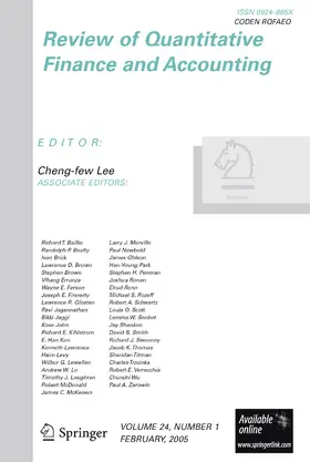 Editor-in-Chief: Cheng-Few Lee |  Review of Quantitative Finance and Accounting | Zeitschrift |  Sack Fachmedien