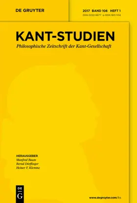 Hrsg. v. Baum, Manfred / Dörflinger, Bernd / Klemme, Heiner F. |  Kant-Studien | Zeitschrift |  Sack Fachmedien