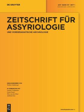 Zeitschrift für Assyriologie und Vorderasiatische Archäologie | De Gruyter | Zeitschrift | sack.de
