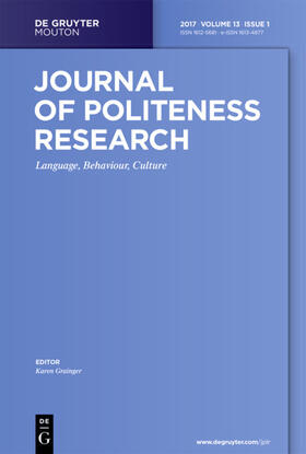 Journal of Politeness Research | De Gruyter | Zeitschrift | sack.de