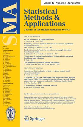 Editor: Tommaso Proietti |  Statistical Methods & Applications | Zeitschrift |  Sack Fachmedien