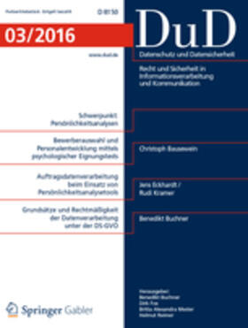 Prof.Dr. H. Reiner, Dr. J. Bizer, Dipl. Inform. D. Fox |  Datenschutz und Datensicherheit - DuD | Zeitschrift |  Sack Fachmedien