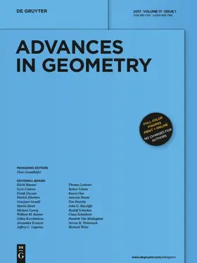 Managing Editor: Grundhöfer, Theo / Joswig, Michael |  Advances in Geometry | Zeitschrift |  Sack Fachmedien