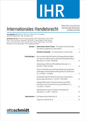 Prof. Dr. Rolf Herber / Prof. Dr. Ulrich Magnus / Prof. Dr. Burghard Piltz u.a. |  Internationales Handelsrecht - IHR | Zeitschrift |  Sack Fachmedien