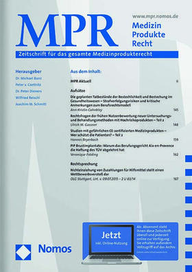 Medizin Produkte Recht (MPR) | Nomos | Zeitschrift | sack.de