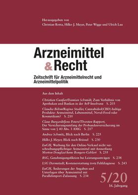 Christian Rotta, Hilko J. Meyer, Peter Wigge, Ulrich Lau |  Arzneimittel & Recht | Zeitschrift |  Sack Fachmedien