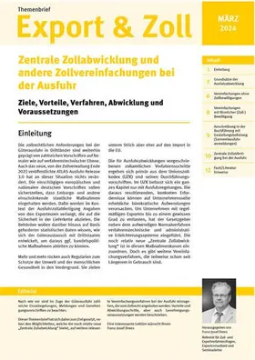 Themenbrief Export & Zoll | Forum Verlag Herkert | Zeitschrift | sack.de