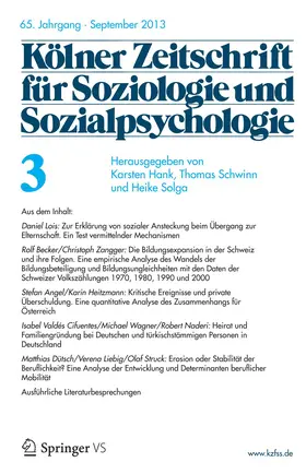  KZfSS Kölner Zeitschrift für Soziologie und Sozialpsychologie | Zeitschrift |  Sack Fachmedien