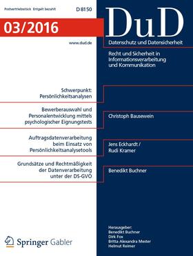  Datenschutz und Datensicherheit - DuD | Zeitschrift |  Sack Fachmedien