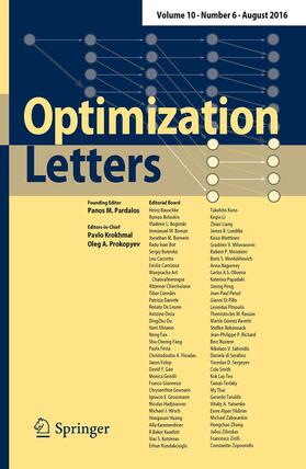 Editor-in-Chief: P. Krokhmal / O.A. Prokopyev |  Optimization Letters | Zeitschrift |  Sack Fachmedien