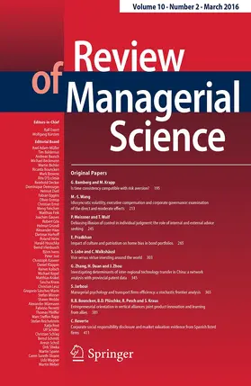 Editors-in-Chief: R. Ewert / W. Kürsten |  Review of Managerial Science | Zeitschrift |  Sack Fachmedien