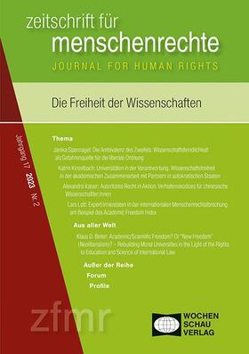 Tessa Debus, Elisabeth Holzleithner, Regina Kreide, Michael Krennerich, Karsten Malowitz, Arnd Pollmann, Susanne Zwingel |  Zeitschrift für Menschenrechte | Zeitschrift |  Sack Fachmedien