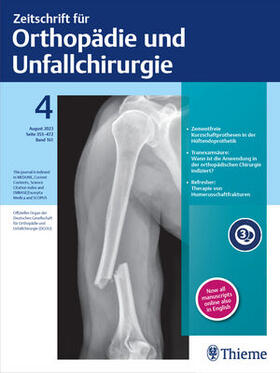 Ulrich Stöckle, Dieter C. Wirtz |  Zeitschrift für Orthopädie und Unfallchirurgie | Zeitschrift |  Sack Fachmedien