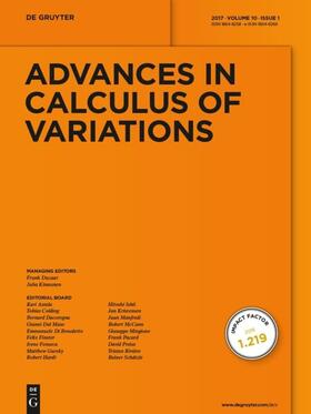 Managing Editor: Duzaar, Frank / Kinnunen, Juha |  Advances in Calculus of Variations | Zeitschrift |  Sack Fachmedien