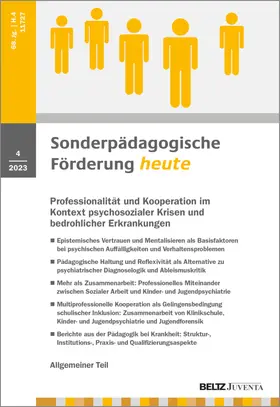 Bernd Ahrbeck, Annette Leonhardt, Christian Lindmeier, Hans Weiß |  Sonderpädagogische Förderung heute | Zeitschrift |  Sack Fachmedien