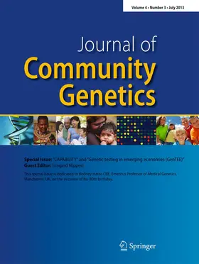 Editor-in-Chief: Jörg Schmidtke |  Journal of Community Genetics | Zeitschrift |  Sack Fachmedien