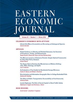 Editor: A. Zebedee / C. Bansak |  Eastern Economic Journal | Zeitschrift |  Sack Fachmedien