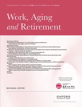  Work, Aging and Retirement | Zeitschrift |  Sack Fachmedien