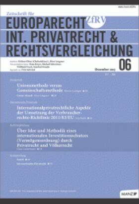  ZfRV - Zeitschrift für Europarecht, Internationales Privatrecht und Rechtsvergleichung | Zeitschrift |  Sack Fachmedien