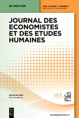 Editor-in-Chief: Garello, Pierre / Hrsg. v. Gentier, Antoine |  Journal des Économistes et des Études Humaines | Zeitschrift |  Sack Fachmedien