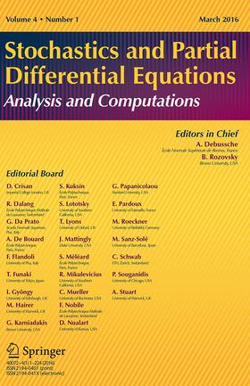 Editor-in-Chief: Arnaud Debussche |  Stochastics and Partial Differential Equations: Analysis and Computations | Zeitschrift |  Sack Fachmedien