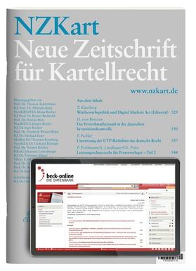 Thomas Ackermann, Albrecht Bach, Klaus Bacher u.a. |  Neue Zeitschrift für Kartellrecht (NZKart) | Zeitschrift |  Sack Fachmedien
