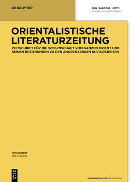 Orientalistische Literaturzeitung | De Gruyter (A) | Zeitschrift | sack.de