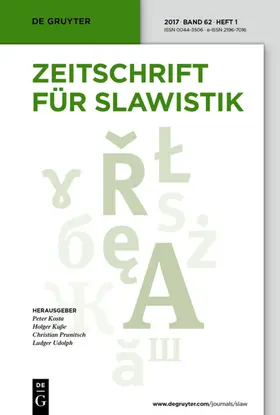  Zeitschrift für Slawistik | Zeitschrift |  Sack Fachmedien