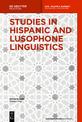 Editor-in-Chief: Face, Timothy L. |  Studies in Hispanic and Lusophone Linguistics | Zeitschrift |  Sack Fachmedien