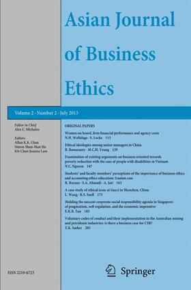 Editor-in-Chief: Allan K.K. Chan / Editors: A.C. Michalos / S.S.M. Ho |  Asian Journal of Business Ethics | Zeitschrift |  Sack Fachmedien