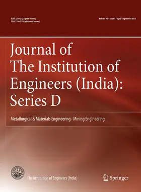  Journal of The Institution of Engineers (India): Series D | Zeitschrift |  Sack Fachmedien