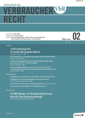 Manz‘sche Verlags- und Universitätsbuchhandlung GmbH |  VbR - Zeitschrift für Verbraucherrecht | Zeitschrift |  Sack Fachmedien